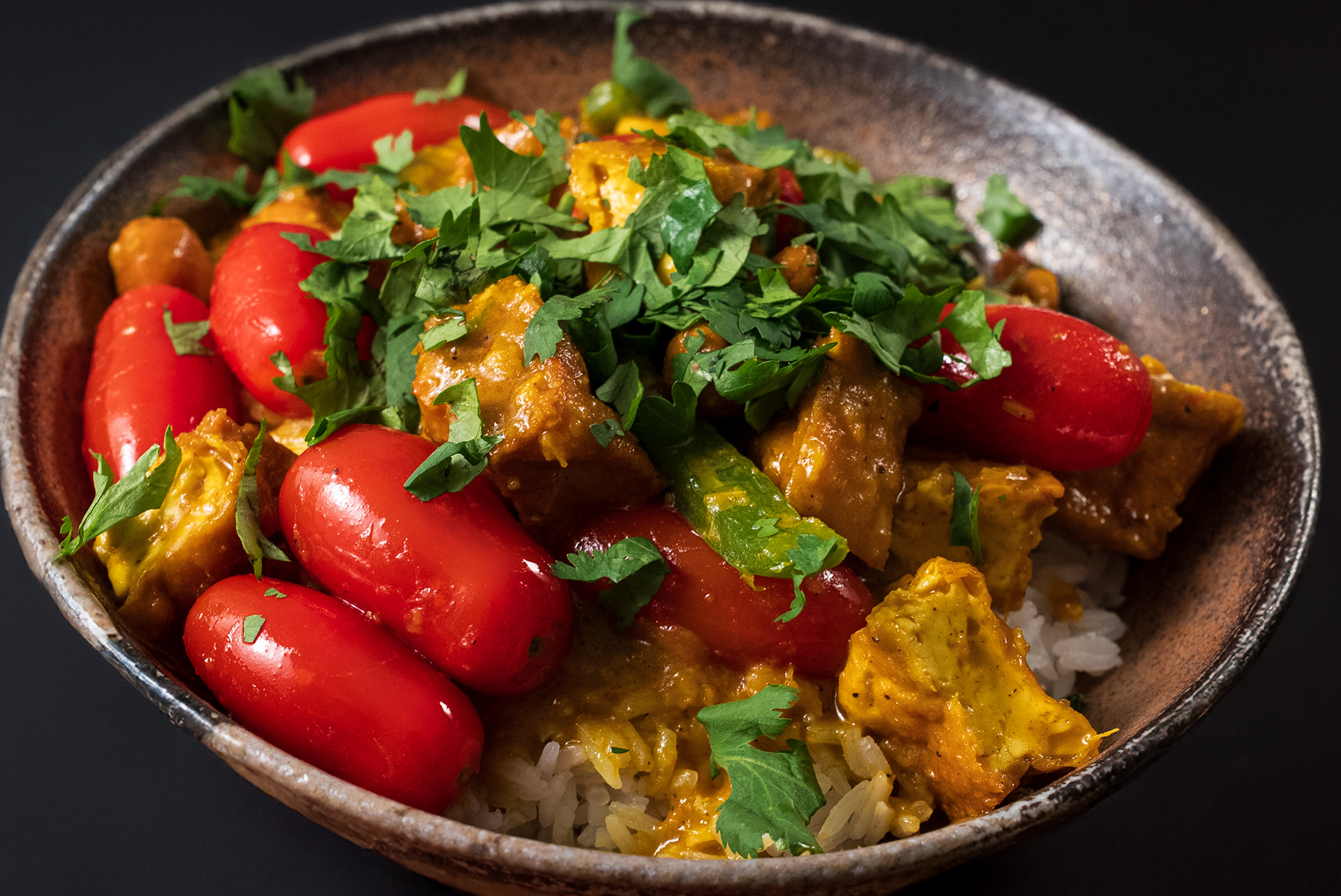 Aromatic Lemongrass & Turmeric Curry with Tofu & Cherry Tomatoes